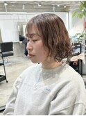 ボブニュアンスパーマ/船橋/くすみベージュ/細めハイライト