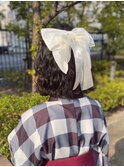 卒業式×ヘアアレンジ【ボブハーフアップ波ウェーブ】
