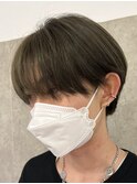 ミルクティーベージュダブルカラー韓国風メンズセンターパート