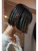 天神大名顔周りレイヤーカットミディアムボブタッセルボブパーマ