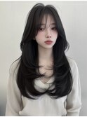 暗髪 レイヤーカット 髪質改善