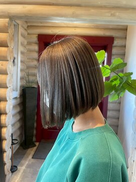 クレエ ヘアー デザイン(creer hair design) オリーブグレージュ透明感うるツヤ前下がり切りっぱなしボブ