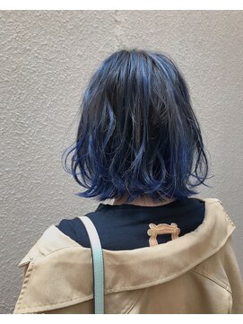 ノチ(Noci) 【Noci】暗めのブルー×ブラック×ボブ