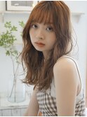 《PearL》コテ巻き風パーマ/ぱっつん前髪/キャラメルベージュ