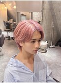 韓国風メンズピンクヘア
