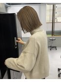 ハイトーン切りっぱなしケアブリーチグレージュカラーハイライト