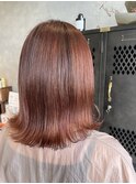 オレンジブラウンカラー大人可愛いミディアム20代30代40代
