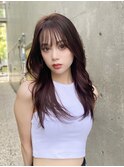 ブリーチなしワインレッド　暖色カラー　パープルカラー