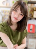 斜めバングブラウンベージュエアストレートh4川口20代30代40代