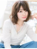 抜け感ヘア根元パーマ小顔ミディアムレイヤーc7上尾20代30代40代