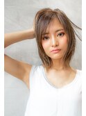 大人かわいい小顔前下がりボブ×オリーブベージュ
