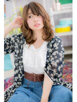 ミック 日暮里店(miq) くせ毛風ゆるふわカール♪斜めバングハイライトカラーb1