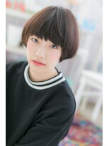 ネイビーアッシュオン眉前下がりマッシュショートb1
