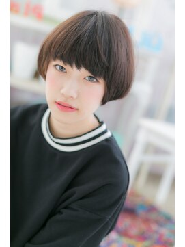 ミック 日暮里店(miq) ネイビーアッシュオン眉前下がりマッシュショートb1