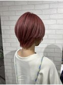 ハンサムショート/ケアブリーチ/ピンク/透明感/透け感カラー