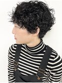 【morio原宿】クルクルパーマスパイラル マッシュショート黒髪