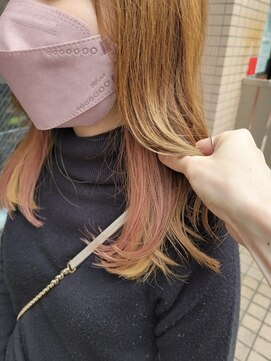 フレイムス ヘアアンドリラックス 南越谷店(Frames hair&relax) イヤリング×ペールピンク【南越谷・新越谷】
