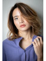 カバーヘア ブリス 上尾西口店(COVER HAIR bliss) カーキベージュハイライトかきあげボブパーマw上尾20代30代40代