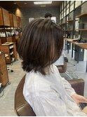 ミディアムくびれボブ×30代透け感インナーカラー