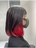 インナーカラー×レッド【中野美容室/新中野/東中野/ブリーチ】