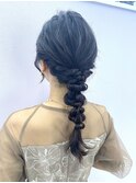 編みおろし/ヘアセット/三編み込み/結婚式