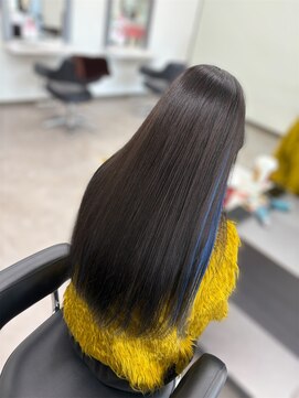 ガルボヘアー 桟橋店(garbo hair) ダークグレージュ インナーカラー プルシール ネイビー