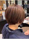 三鷹白髪ぼかしハイライトショートボブウルフショートカット韓国