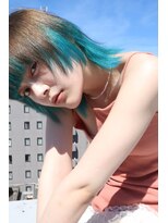 アンドスタイル(&style)&nbsp;【大名店　江藤】インナーカラー　エメラルドグリーン