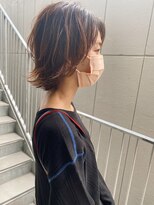 モルニ(MORNI)&nbsp;オレンジブラウン_マロンベージュ Aラインボブ かきあげ