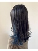 ベースカラー&インナーカラーブルー