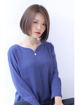 オーロ 緑地公園店(ORO) ことりベージュローライト大人かわいい小顔スリークボブ大人ボブ