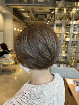 オーガニック リブ 川越(organic+live) 20代30代40代小顔ハンサムショートグレージュ立体ハイライト