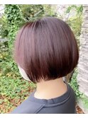 前下がりボブ#ショートボブ#レッドブラウン#ブリーチなし#豊橋