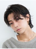 天神波巻きパーマセンターパートウルフカットシャドウパーマ10代