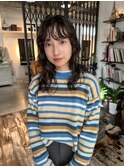 レイヤーカット クセ毛風パーマ 前髪