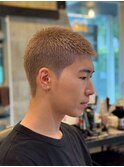 2165ホワイトブロンドアッシュスキンフェードボウズ渋谷バーバー