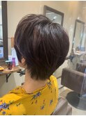 ハイライト×アースカラー×くせ毛風ショート30代40代50代