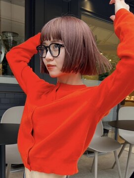 ルル 表参道(lulu.) ミニボブ オレンジカラー ボブウルフ ワイドバング ボブ【Riku】