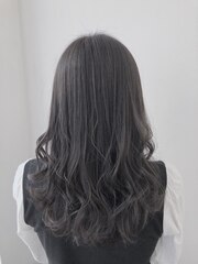 韓国風/前髪パーマ/ロングレイヤー/ダークアッシュ