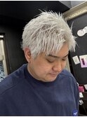 夏◎錦糸町メンズホワイトスパイキーショート清潔感　ブリーチ