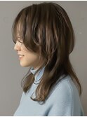 大人のマッシュウルフ×セミロング ココアブラウン