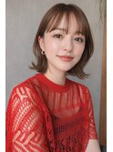 大人かわいい ミディアムパーマスタイル×グレージュカラー 