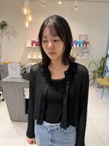 ステラ ヘア デザイン サロン(STELLA hair design salon) 外はねミディアムボブ グレーブラック 学割