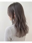 透明感グレージュブリーチなしロングレイヤー髪質改善秋カラー