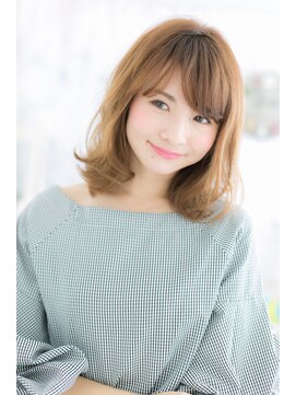 ミック 日暮里店(miq) 大人かわいい暖色系カラーオンブレ外国人風ふわミディb