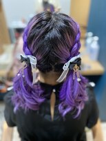 ヘアサロンアンドヘアメイクディー(hair salon hair make D)&nbsp;仙台D　ヘアセットヘアメイクパープルカラーツインテールリボン