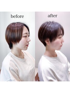 リュドール 栄(Rue D’or) シースルー前髪暗髪大人綺麗なベリーショートイメチェン