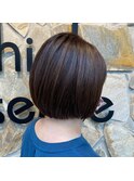 内巻きボブ×ツヤ感ナチュラルブラウン