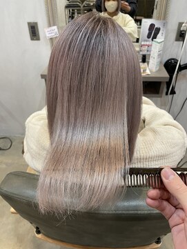 シェル 津山の手店(shel) 艶感！ハイトーングレージュ20代30代40代髪質改善艶感ストレート