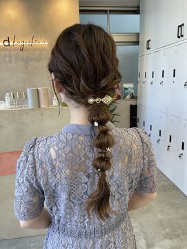 サンド 鹿児島中央(sand) @ayumi_sand 編みおろしアレンジ　ヘアセット　お呼ばれヘア